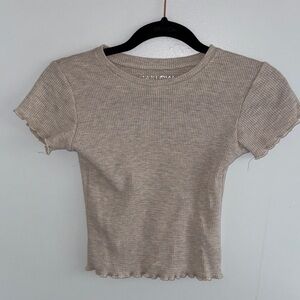 Harlow Women's Short Sleeve Ribbed Top - Light Beige